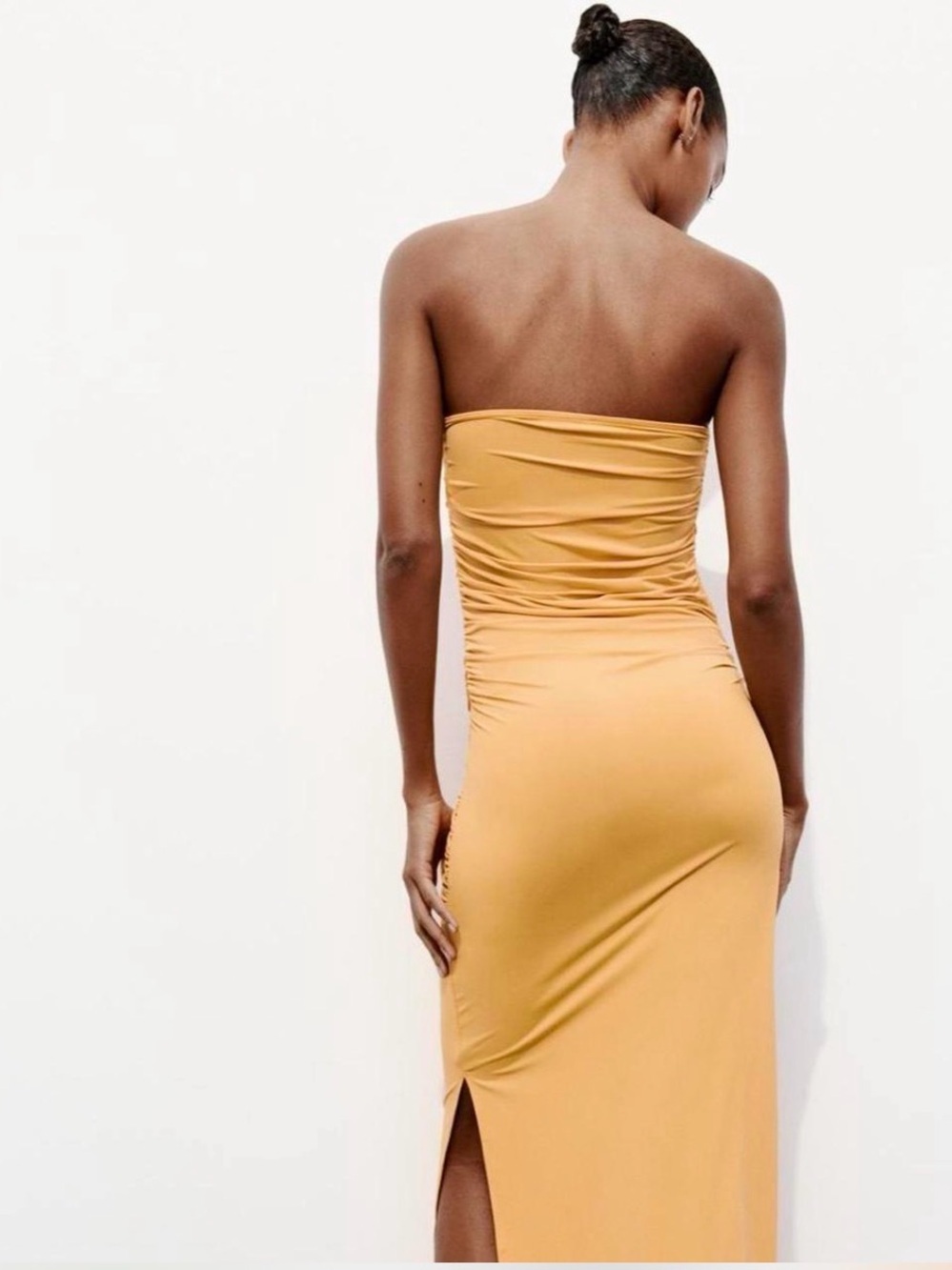 Zara Strapless Cutout Maxi Dress in Mustard - Picture 3 of 3